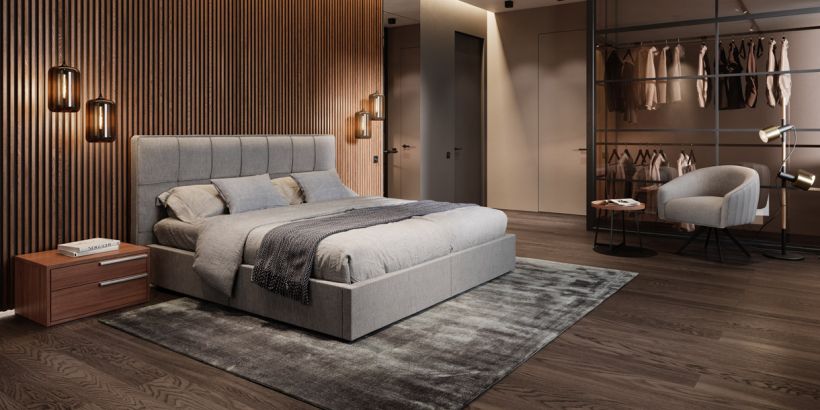 Oliver Fabric Bed Gray
